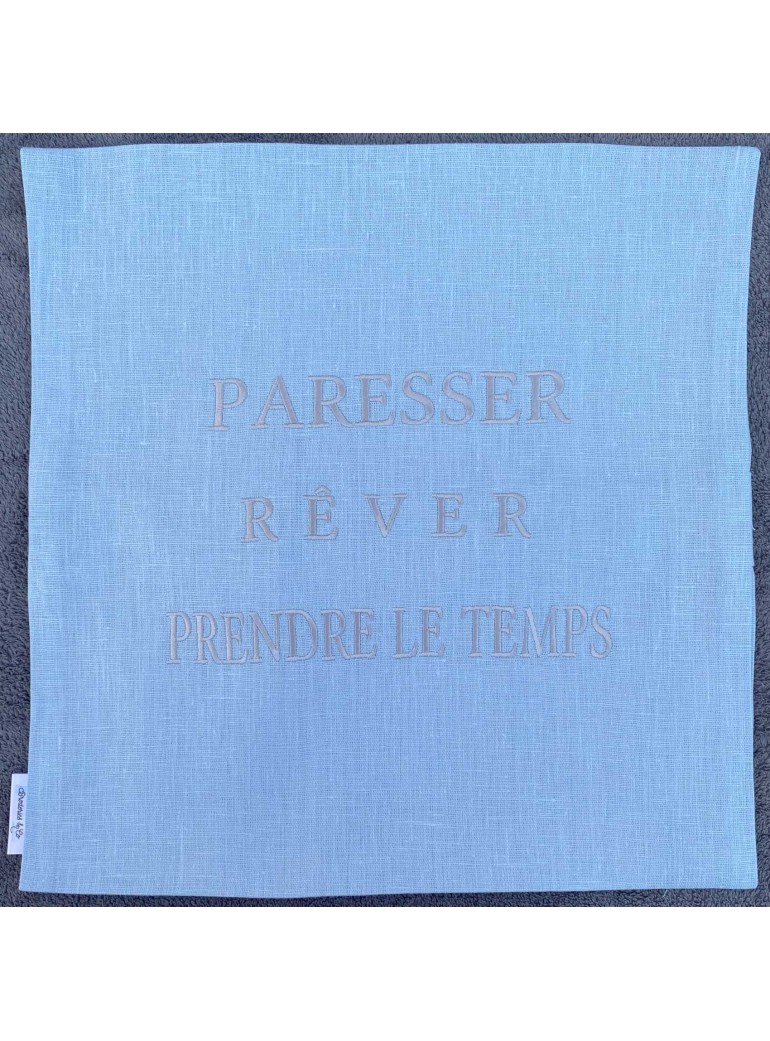 broderiesetco broderie Coussin Paresser - Bleu clair gris 03
