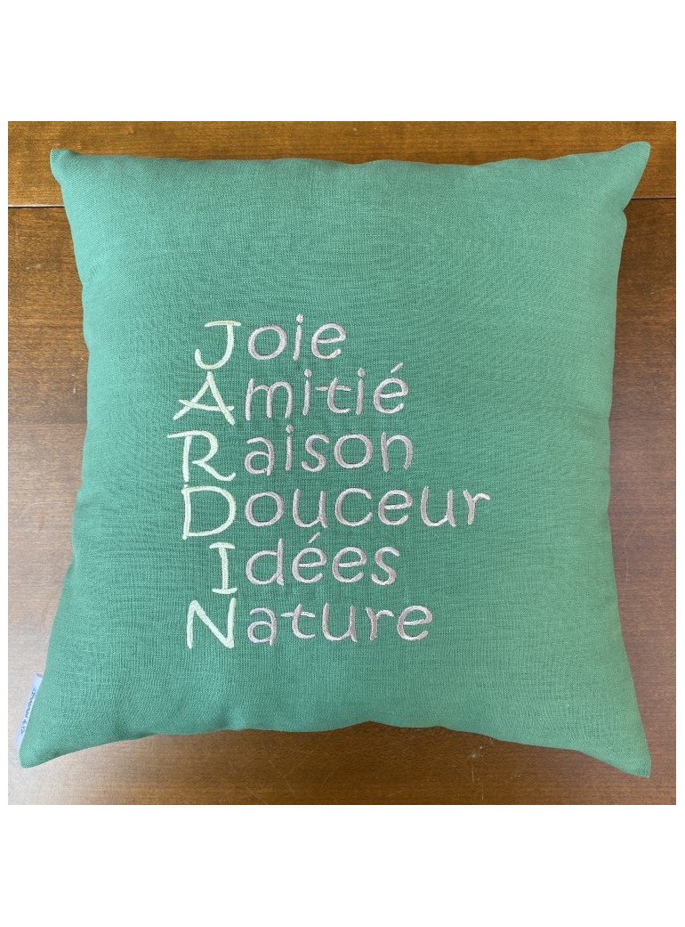 broderiesetco broderie Coussin Jardin - Vert