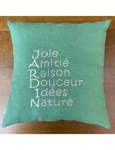broderiesetco broderie Coussin Jardin - Vert