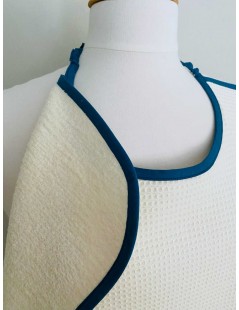 broderiesetco broderie Bavoir adulte - Giraffe écru pétrole 1B